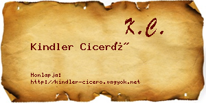 Kindler Ciceró névjegykártya